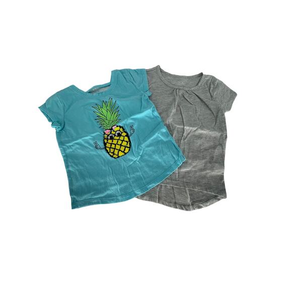 The Children's Place Girls Bundle Lot of 2 Shirts Gray Blue Youth Size Small 5/6 - Picture 1 of 7